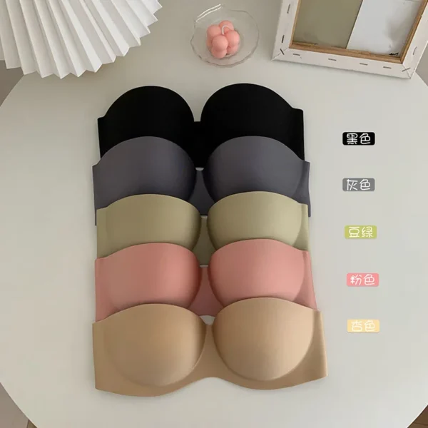 Women Sexy Strapless Bra Solid Sexy Push Up Bra - Image 2