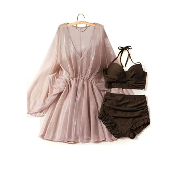Solid Color Korean Sexy Slim Casual Beach Wear Set - Image 3