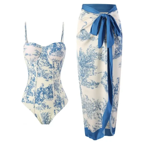 Retro Sexy One-Piece Beach Wear Printed Beach Dress - Image 9