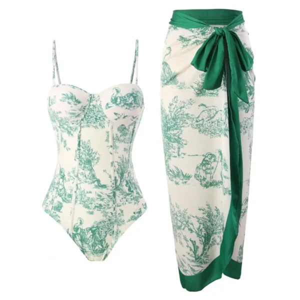 Retro Sexy One-Piece Beach Wear Printed Beach Dress - Image 11
