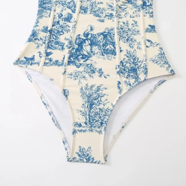 Retro Sexy One-Piece Beach Wear Printed Beach Dress - Image 5