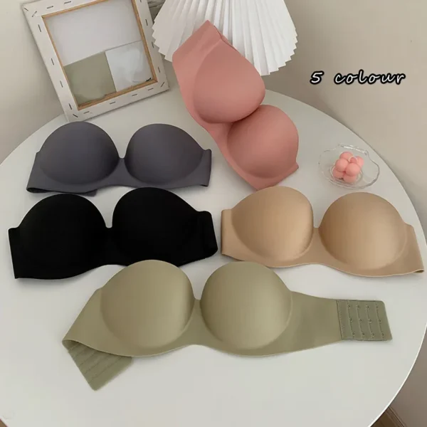 Women Sexy Strapless Bra Solid Sexy Push Up Bra - Image 3