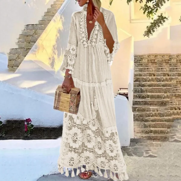 Women'S Beach Maxi Dress Casual Beach Wear Lace Beach Dress