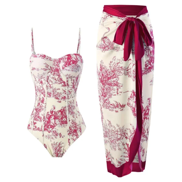 Retro Sexy One-Piece Beach Wear Printed Beach Dress - Image 7