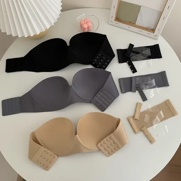 Women Sexy Strapless Bra Solid Sexy Push Up Bra - Image 5