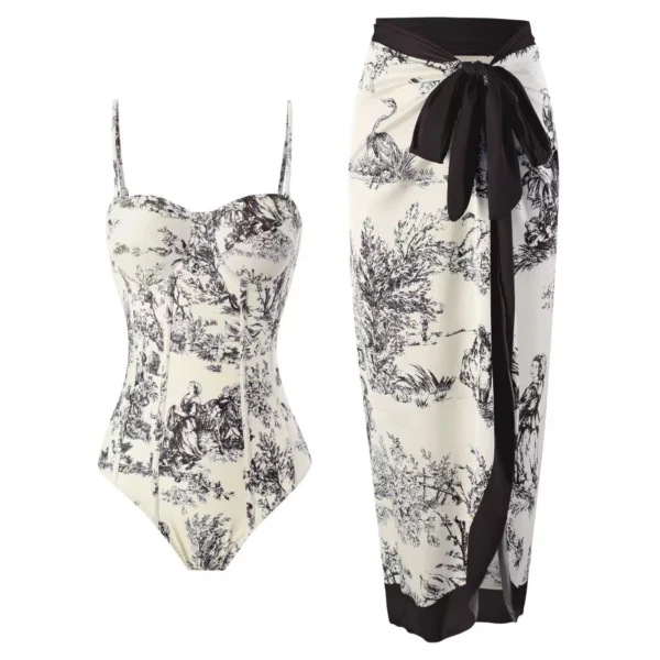 Retro Sexy One-Piece Beach Wear Printed Beach Dress - Image 14
