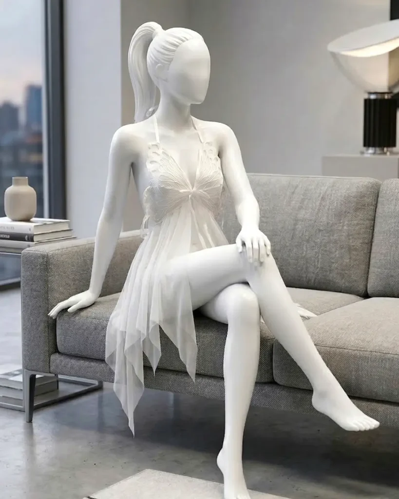 Sexy Lingerie Sleepwear for Women – Lace Mesh Babydoll Nightgown with Bow Tie, V-Neck See-Through Nightwear, Quick-Dry Pajamas