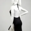 Women’s Sexy Cowl Neck Chain Mini Dress