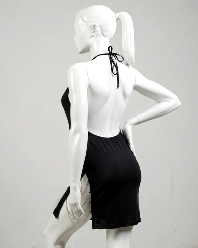 Women’s Sexy Cowl Neck Chain Mini Dress