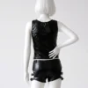 Faux Leather Two-Piece Lingerie Set