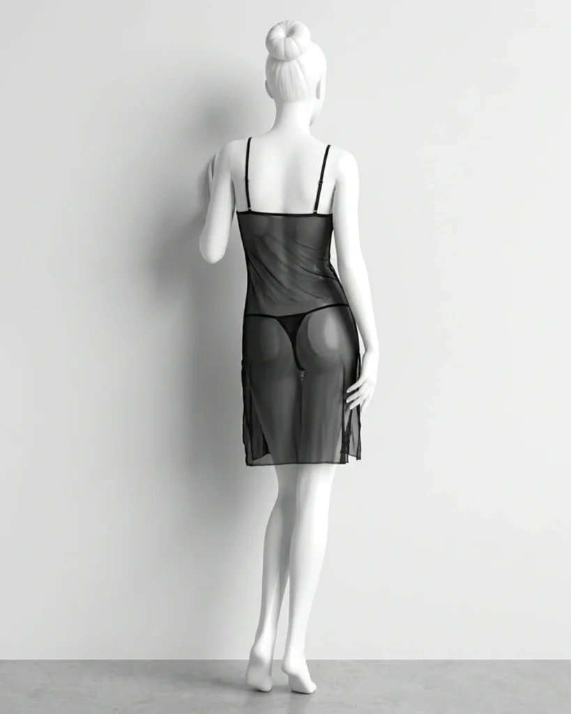 Women’s Backless Sheer Lace Lingerie Nightdress