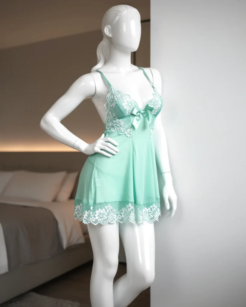 Knitted Elastic Waist, Loose Lace Bow Sleepwear