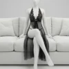 Women’s Sexy Sheer Lace Long Robe Lingerie Set