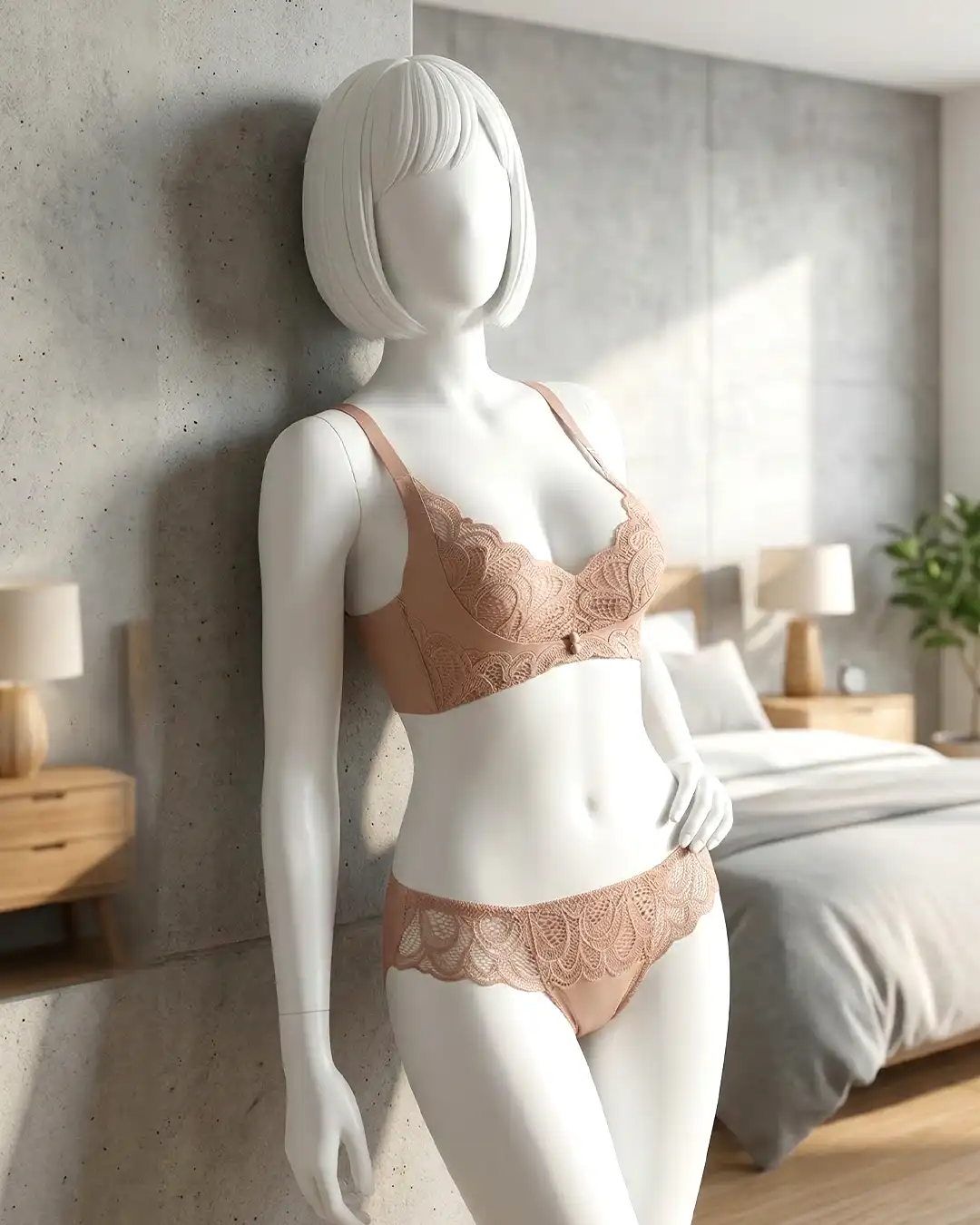 Vintage Lace Bra Set Medium Thick Cup – Breathable Wire-Free Gathered Bra &Amp; Panties For Women 4 Vintage Lace Bra Set Medium Thick Cup