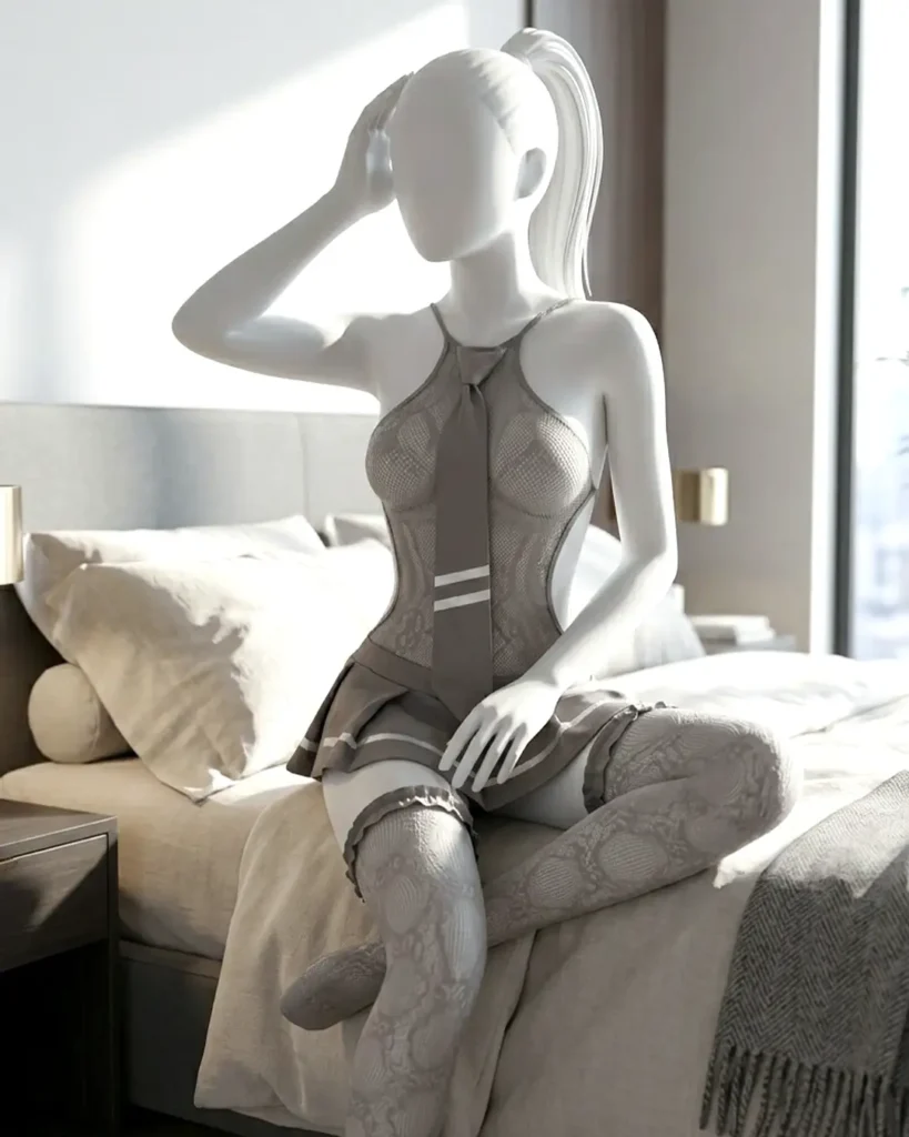 Women’s Uniform-Inspired Sheer Lingerie Set