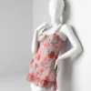 Lace Floral Babydoll Lingerie 2-Piece Mesh Slip with Bow, Low Cut Halter Style Nightie and G-String