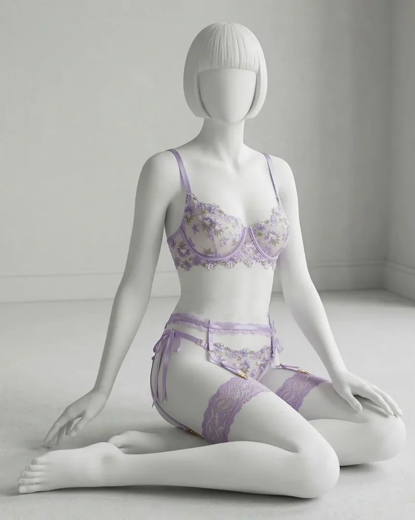 Women’s 3-Piece Floral Embroidered Lingerie Set