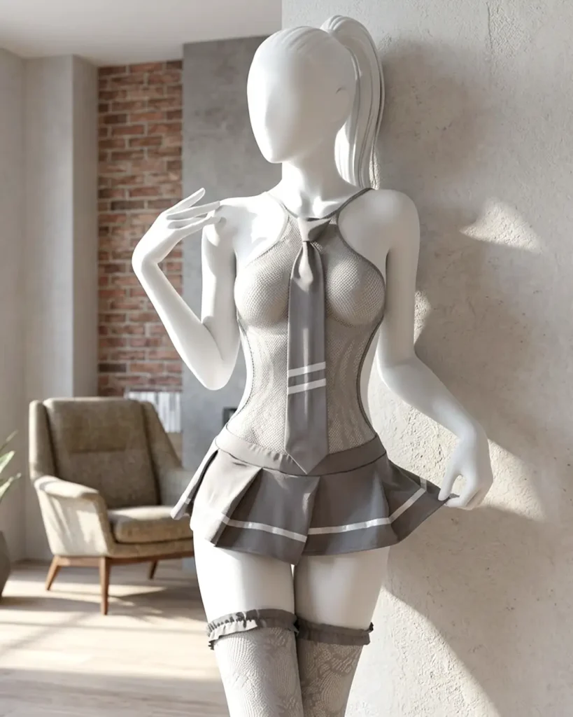 Women’s Uniform-Inspired Sheer Lingerie Set