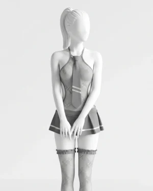 Women’s Uniform-Inspired Sheer Lingerie Set