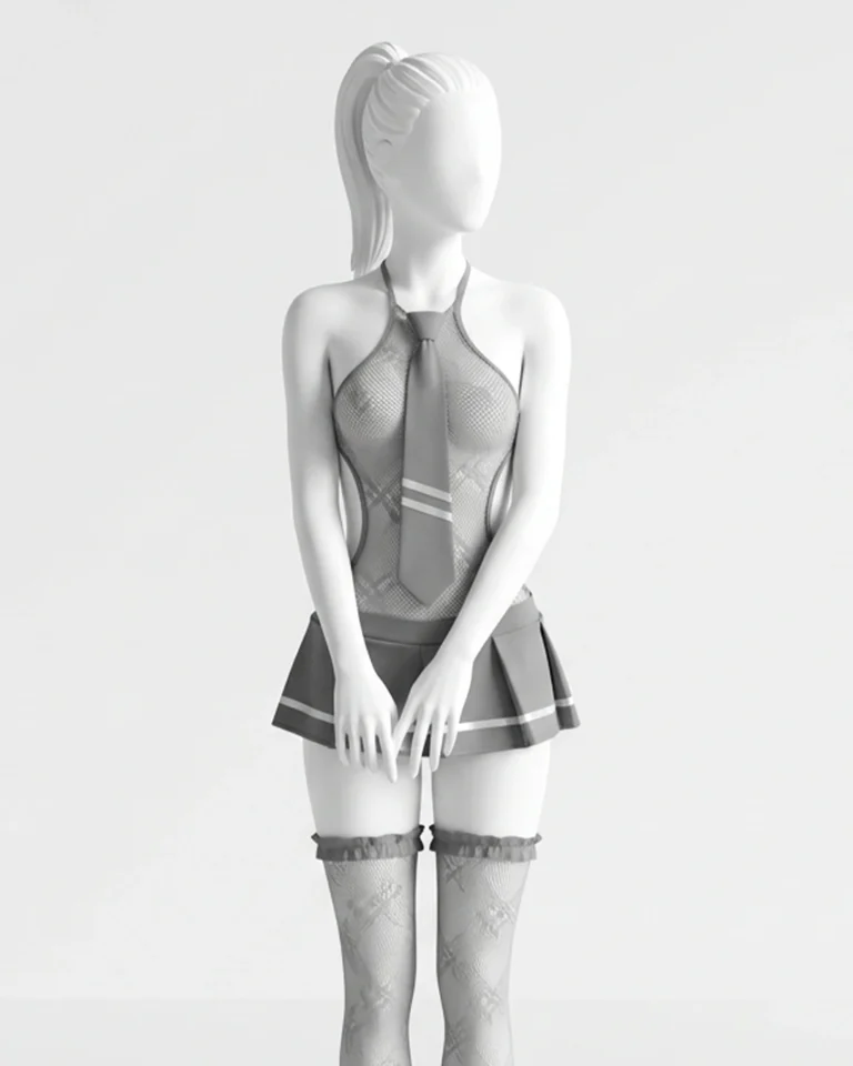 Women’s Uniform-Inspired Sheer Lingerie Set