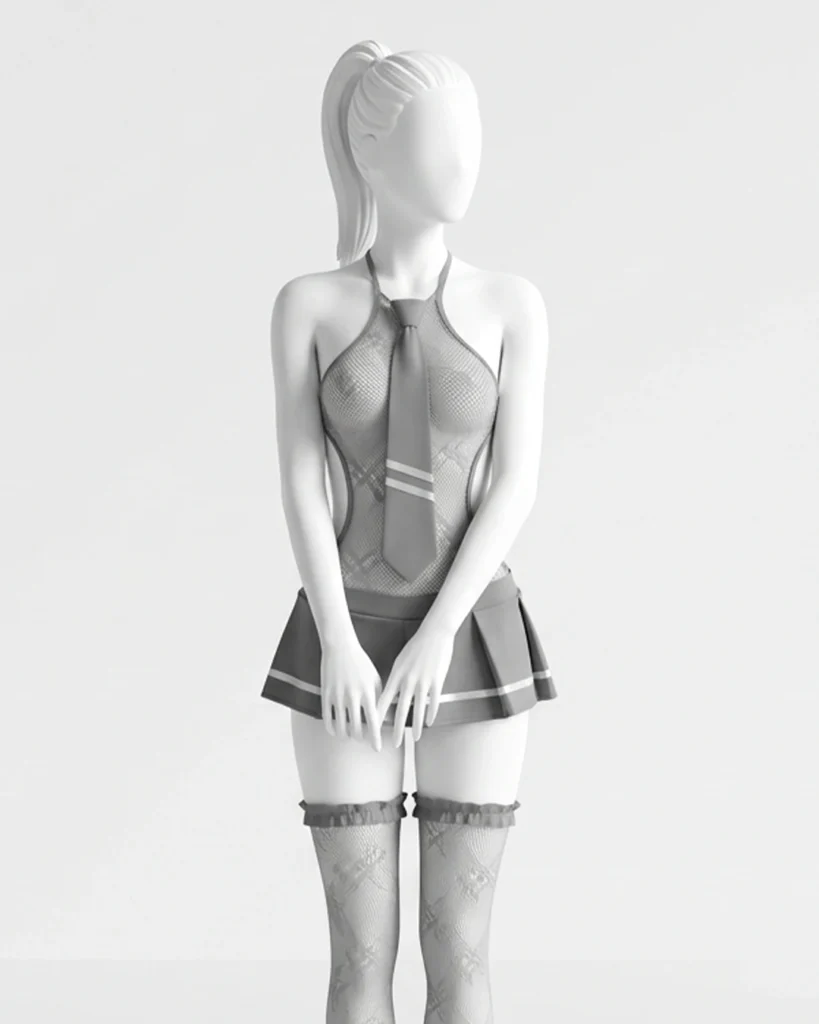 Women’s Uniform-Inspired Sheer Lingerie Set