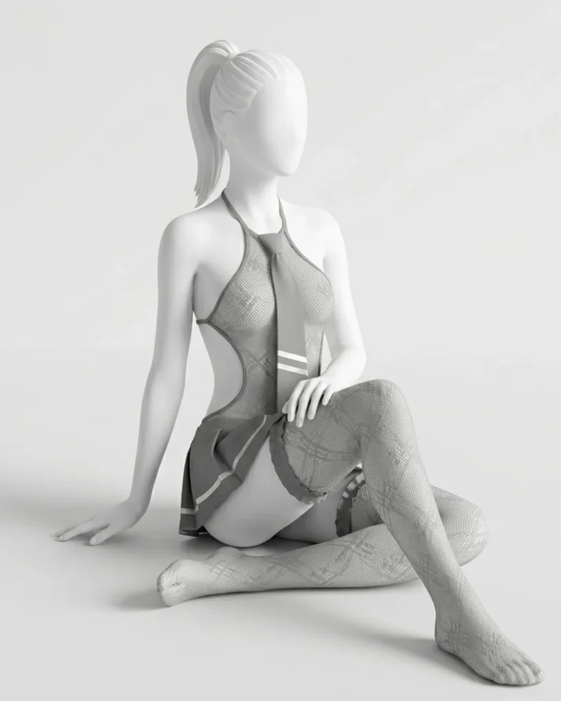 Women’s Uniform-Inspired Sheer Lingerie Set