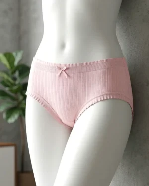 Women’s Japanese Style Mid-Waist Lace Hipster Cotton Briefs