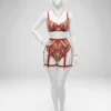 Women’s Red Floral Embroidered Lingerie Set
