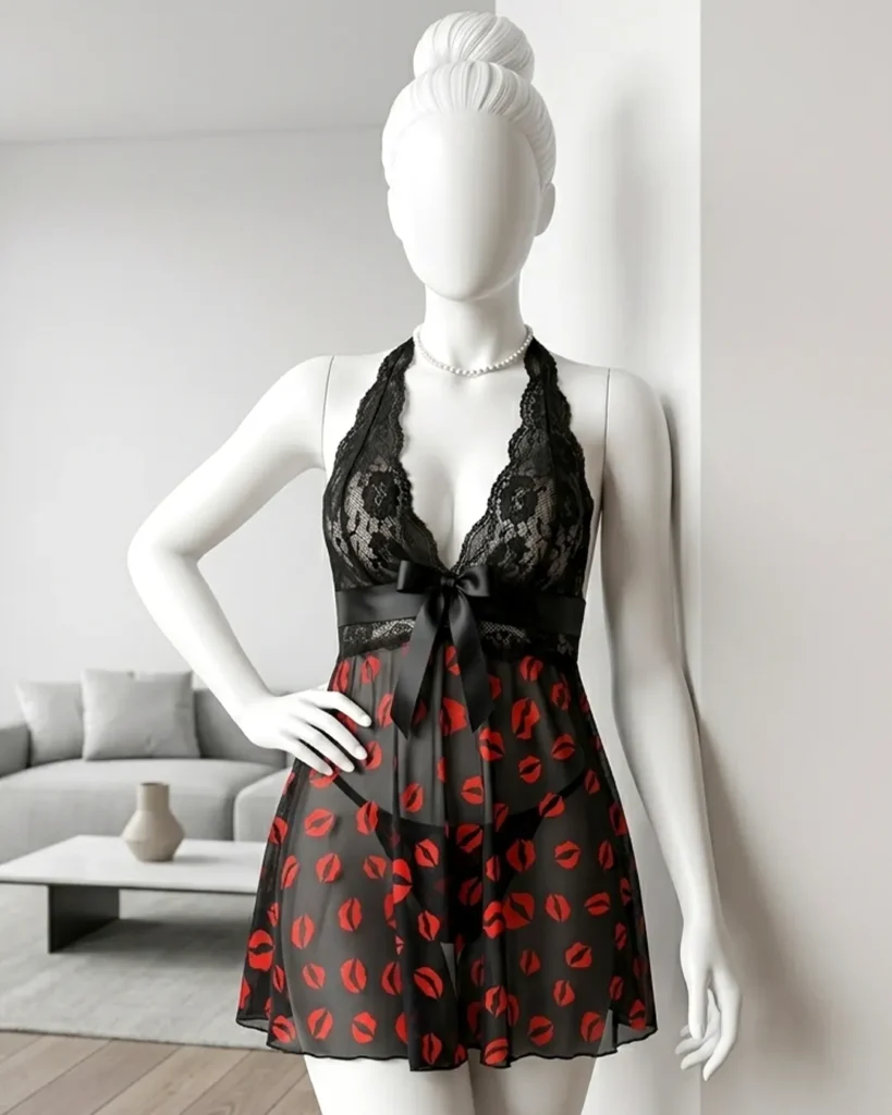 Women’s Christmas Lace Babydoll Lingerie Dress