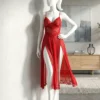 Lace Long Nightdress 2-Piece Lingerie Set for Women