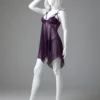V-Neck Front-Open Sexy Lingerie Sleepwear with Drawstring