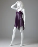 V-Neck Front-Open Sexy Lingerie Sleepwear with Drawstring