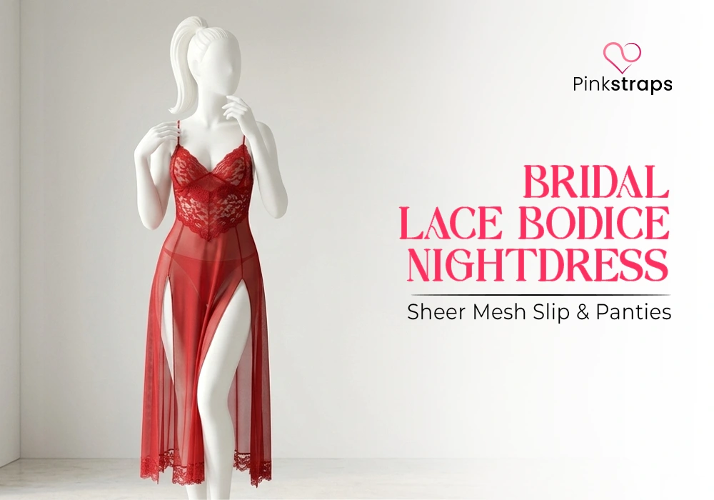Best Hot Nighty For Bridal - Pink Straps